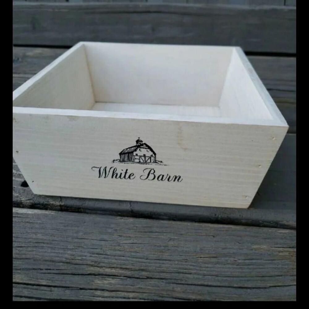 White Barn white washed wooden crate